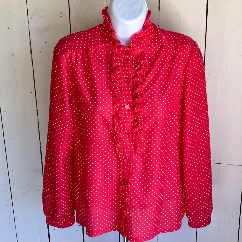 70’s Alamode of California Red Polka Dot Blouse